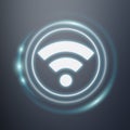 White and glowing blue wifi icon 3D rendering