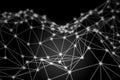 White glowing 3D low poly wireframe mesh - network or cyber internet concept