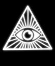 White glowing eye on a black background alchemy