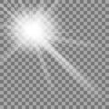 White Glowing Light Burst Explosion On Transparent Background. Bright Star Flare Explode Royalty Free Stock Photo