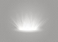 White glowing light burst explosion on transparent background. Vector illustration light effect decoration with ray