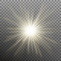 White glowing light burst explosion transparent effect. EPS 10 vector Royalty Free Stock Photo