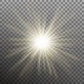 White glowing light burst explosion transparent effect. EPS 10 vector Royalty Free Stock Photo