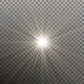 White glowing light burst explosion transparent effect. EPS 10 vector Royalty Free Stock Photo