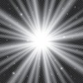 White glowing light burst explosion with transparent. Vector illustration for cool effect decoration with ray sparkles. Bright sta Royalty Free Stock Photo