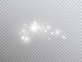 White glowing light effect isolated on transparent background. Shining flare. Magic glitter dust particles. Star burst
