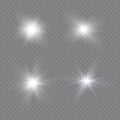 White glowing light explodes on a transparent background. Sparkling magical dust particles. Bright Star. Transparent shining sun, Royalty Free Stock Photo