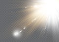 White glowing light explodes on a transparent background. Sparkling magical dust particles. Bright Star. Transparent shining sun, Royalty Free Stock Photo