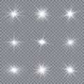 White glowing light explodes on a transparent background. Sparkling magical dust particles. Bright Star. Royalty Free Stock Photo