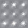 White glowing light explodes on a transparent background. Sparkling magical dust particles. Bright Star. Royalty Free Stock Photo