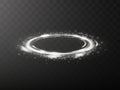 White glowing light line swirl circle spiral effect. Vector round star trail. Glitter lights Royalty Free Stock Photo