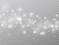 White glowing lights wave isolated on transparent background. Magic glitter dust particles border. Star burst with