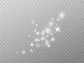 White glowing lights wave isolated on transparent background. Star burst with sparkles. Magic glitter dust particles