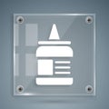 White Glue icon isolated on grey background. Square glass panels. Vector