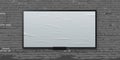 White glued blank billboard on brick wall background