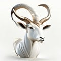 White goat statue isolated on white background. 3d render illustration. Generative AI