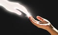 White God`s Hand is Touching The Hand Royalty Free Stock Photo