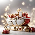 White and Gold Christmas Sleigh, AI Generated, Real-Like White Boxes, Santa's Sleigh
