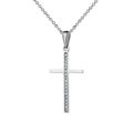 White gold cross pendant with diamonds, golden chain, isolated on white Royalty Free Stock Photo