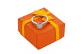 White Gold Diamond Ring with gift box Royalty Free Stock Photo