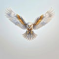 A white and gold eagle is flying in the air Royalty Free Stock Photo