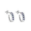 White gold earrings with diamonds and blue sapphires Royalty Free Stock Photo