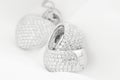 White Gold Earrings And Heart Shaped Pendant With Diamonds Royalty Free Stock Photo