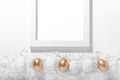 White and gold Easter eggs on a white background Royalty Free Stock Photo