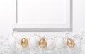 White and gold Easter eggs on a white background Royalty Free Stock Photo