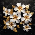 White And Gold Fake Flowers On Black Background: 3d Vector Art Solr Fotoresist
