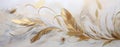 White and Gold Feather Floral Relief Wall Art Panel. Royalty Free Stock Photo