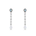 White gold flowing earrings with black diamonds and opals Royalty Free Stock Photo