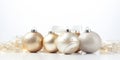 White and gold Glass Christmas tree balls , mock-up of Christmas tree toys Royalty Free Stock Photo