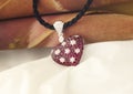 White Gold Heart Shaped Pendant With Rubies And Diamonds