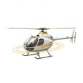 White and Gold Helicopter Isolated on White Background Ready for Flight Royalty Free Stock Photo