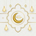 White and gold Islamic new year square background