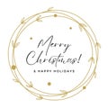 White and Gold Minimalist Happy Holidays Merry Christmas Circle Ready To Print