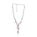 White gold necklace with diamonds, pink sapphires and pearls Royalty Free Stock Photo