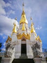 White and Gold Pagoda on Blue Sky at Khong Jiam Ubonratchatani,