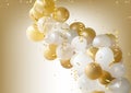 White and Gold Party Balloons Background Royalty Free Stock Photo