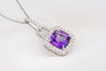 White Gold Pendant With Amethyst And Diamonds