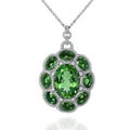 White gold pendant with green emerald and white diamonds