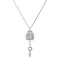 White gold pendant lock and key on a chain with diamonds Royalty Free Stock Photo