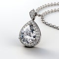 White Gold Pendant With Pear Shape Diamond - Unreal Engine Rendered Jewelry