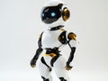 White and Gold Robot with Blue Eyes Royalty Free Stock Photo