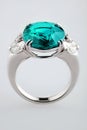 White gold or silver ring with blue zircon Royalty Free Stock Photo