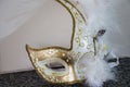 White and gold venecian mask Royalty Free Stock Photo