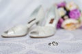 Wedding details. Wedding rings close up photography