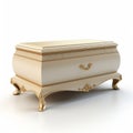 White And Gold Wooden Chest Of Drawers: Realistic Still-life 3d Render