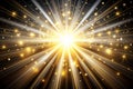 White and golden beams of bright light shining on black background Royalty Free Stock Photo